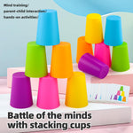 Vinciph Interactive Color Stacking Cup Game Set - Cognitive Training & Family Interactive Activity with 6 Cups & 54 Challenge Cards (Family Edition D)