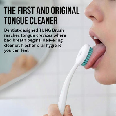 Tung Brush Tongue Cleaner, Plastic Tung Scraper, Tongue Cleaning to Fight Bad Breath, Halitosis Defense, USA Made, 2-Pack