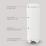 Diaper Genie Platinum Diaper Pail Gift Set | Hands-Free Odor Control with Foot Pedal | Stainless Steel Baby Diaper Pail | Includes 2 Easy Roll Refills 48 Bags Total | Baby Registry Must-Have