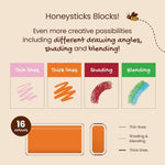 Honeysticks Block Crayons (16 Pack), Non Toxic Crayons for Kids, Toddlers, Made from Pure Beeswax and Food-Grade Colors, Long Lasting for Drawing, Coloring, Preschool Art Supplies