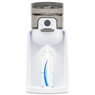 White water dispenser with a clear bottle on a white background