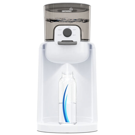 White water dispenser with a clear bottle on a white background