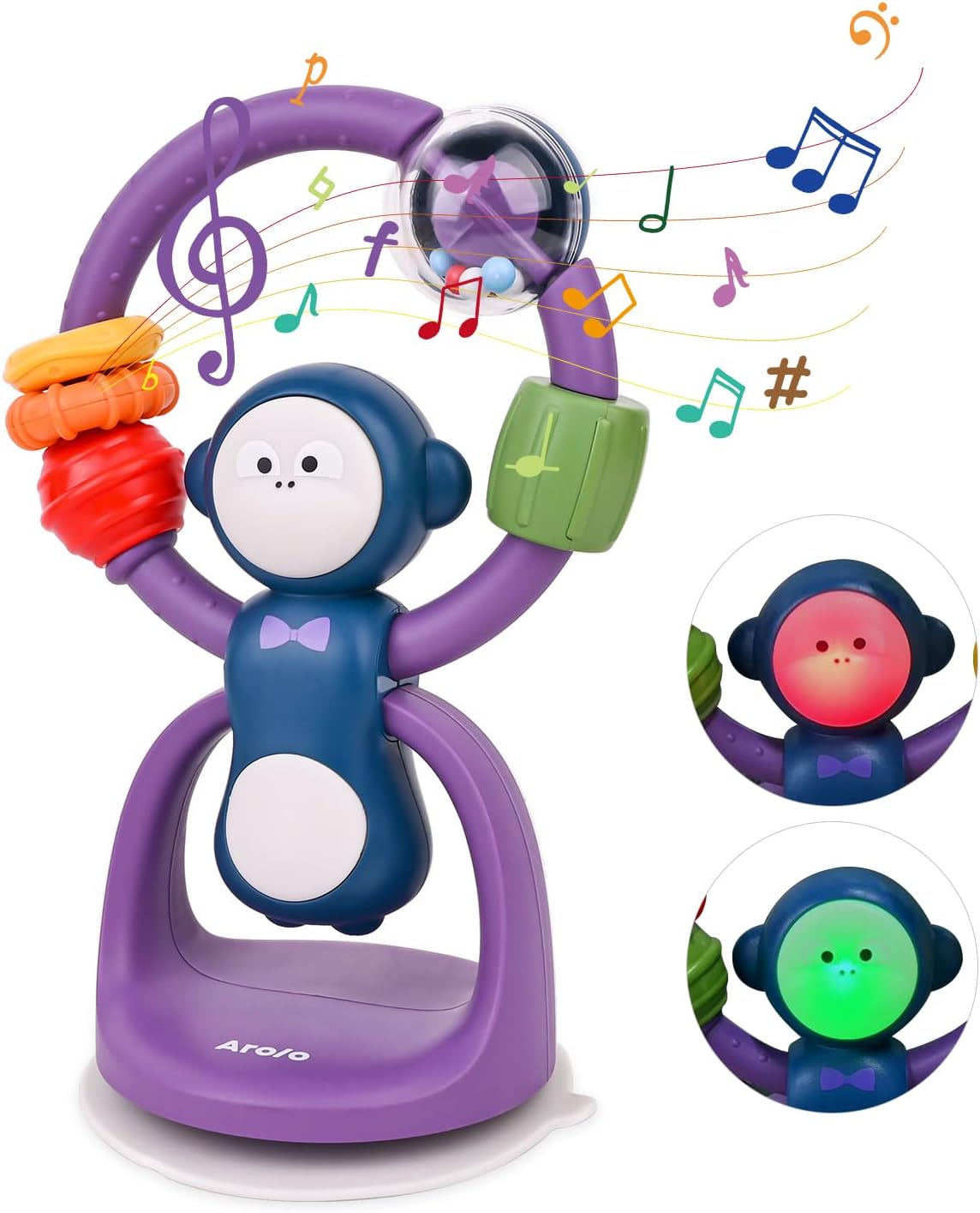 Baby Toys 6 to 12 Months: Luminous High Chair Suction Cup Toys - Infant Development Activity Toys with Music - Best Interactive Spin Toys for Boys and Girls