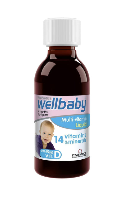 Vitabiotics Wellbaby Multi-Vitamin Liquid - Immune System Multivitamin for Infants and Babies Ages 6 Months to 4 Years - 150mL