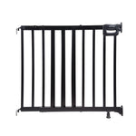 Summer Infant Deluxe Stairway Simple to Secure Safety Pet and Baby Gate,30'-48' Wide, 32' Tall, Install on Wall or Banister in Doorway or Stairway,Hardware Mount, Auto Close Walk-Thru Door-Black Wood
