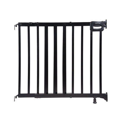 Summer Infant Deluxe Stairway Simple to Secure Safety Pet and Baby Gate,30'-48' Wide, 32' Tall, Install on Wall or Banister in Doorway or Stairway,Hardware Mount, Auto Close Walk-Thru Door-Black Wood