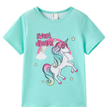 PATPAT Girls T Shirts Size 8-9 Years, Mint Green Graphic Tees, Crew Neck Short Sleeve Shirts Fashion Clothes Summer Outfits Cute Summer Tops