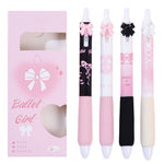 MOZXIRZ 4 Pcs Cute Retractable Pens Bowknot Gel Pens Soft Grip Black Ink Pens 0.5mm Fine Point Smooth Writing Pens Office School Supplies Women Pens (Pink)
