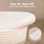 2-Pack Baby Bassinet Sheets Girl, Boy - 33x17 Viscose Derived from Bamboo Bedside Mattress Fitted Bassinet Sheets, Compatible with Halo Bassinest Swivel Sleeper, Baby Delight, Graco(Soft White)