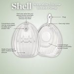 HAAKAA Shell Wearable Hands-Free Manual Breast Pump/Milk Collector (2.5 oz/75 ml, 4 oz/120 ml) – Medical-Grade Silicone – Compact, Portable & Discreet – Leak-Proof Valve