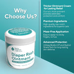 Marie Originals Premium Diaper Rash Ointment - Triple Action Diaper Rash Cream for Baby - Soothes and Moisturizes Dry Cracked Skin with Vitamin E, Coconut Oil, and Zinc Oxide diaper cream - 8 oz