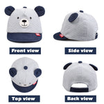 JANGANNSA Baby Shark Cap Infant Kids Sun Hat Bear Cute Cartoon Caps Spring Summer 3-18 Months (3-18 Months,Navy Striped Bear)