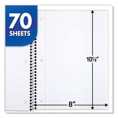 Mead Spiral Notebook, 1 Subject, College Ruled Paper, 7-1/2" x 10-1/2", 70 Sheets per Notebook, Colors Will Vary, 6 Pack (73065)