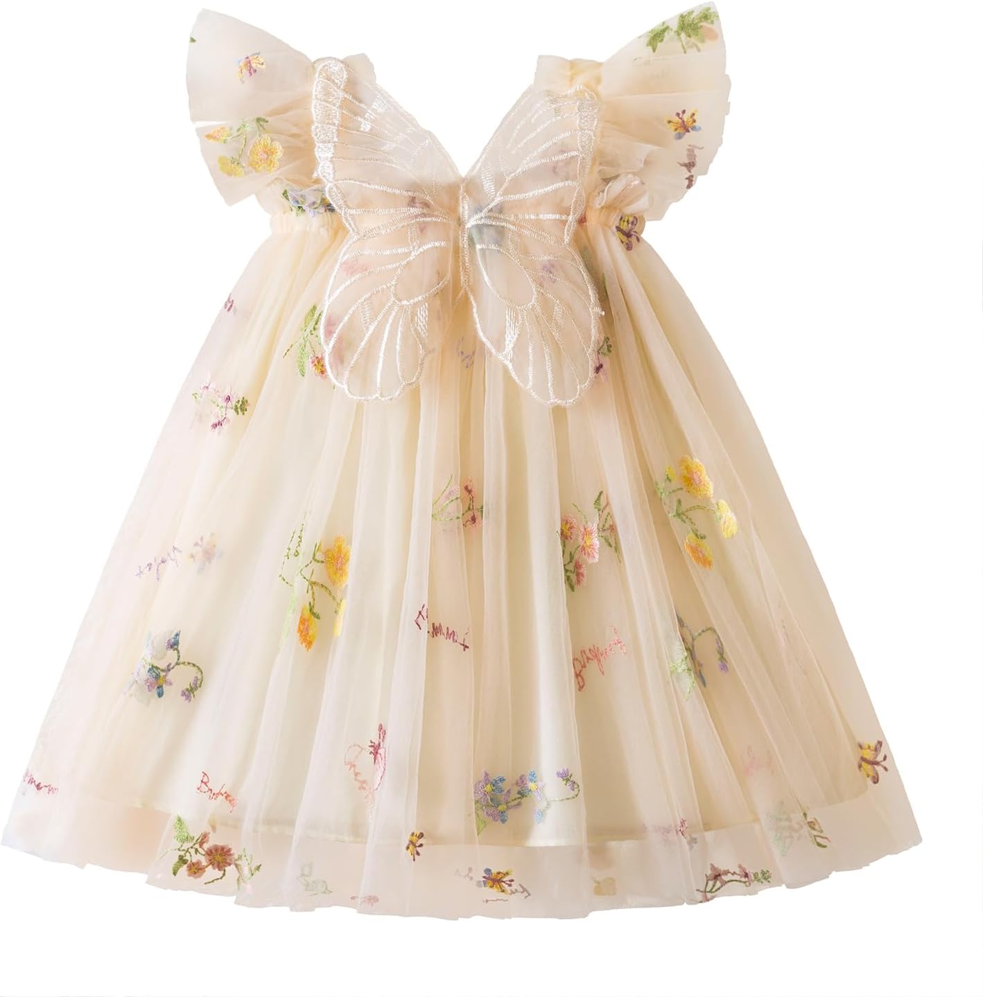 NNJXD Baby Girl Tulle Dress Casual Flower Embroidery Toddler Dresses