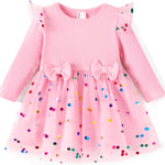 PATPAT Baby Girl Dress Christmas Winter Toddler Birthday Party Tulle Long Sleeve Tutu Dresses 3-24 Months Clothes