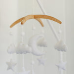 Baby Crib Mobile – Wooden Hanging Nursery Baby Mobile for Crib, Nursery Decor for Boys & Girls, Perfect Shower Gift (Moon, Cloud, & Stars, Foldable) Also Fits Bassinets, Sorrel + Fern