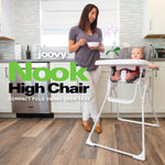 Joovy Nook High Chair Featuring Four-Position Adjustable Swing Open Tray, and Removable, Dishwasher-Safe Tray Insert for Easy Cleaning - Folds Down Flat for Easy Storage (Charcoal)