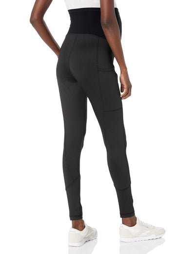 Motherhood Maternity womens Performance Active Over the Belly and Post Partum Leggings, Jet Black, Large