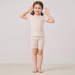 pureborn Toddler Girl Pajamas Set Kids Short Sleeve Snug Fit Cotton Sleepwear Pjs 2pcs Set Floral Cream 2T