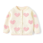 Cute Baby Girls Hearts Knit Cardigan Sweater, Toddler Loose Long Sleeve Shirts Warm Tops for Fall Winter Love Design (US, Age, 3 Years, 4 Years, Beige)