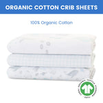 Delta Children Fitted Crib Sheets for Girls and Boys - 100% Organic Cotton Crib Sheet for Standard Crib and Toddler Mattresses - 28x52 Inch - GOTS Certified (Pack of 3), Sea Life