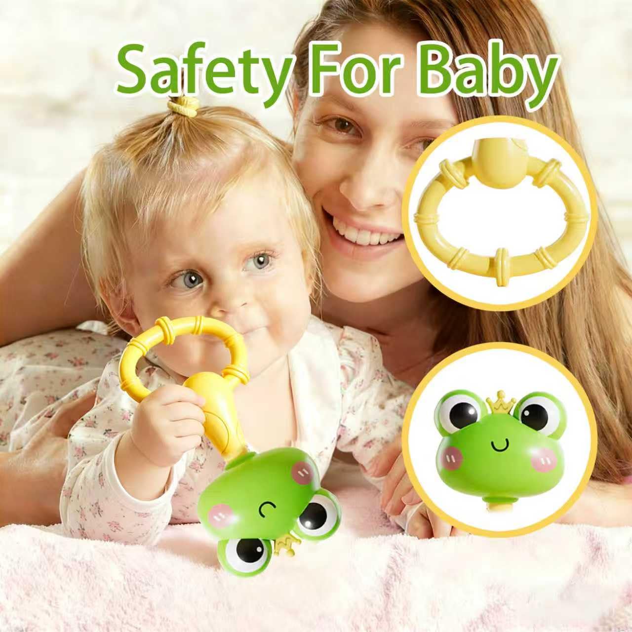 PUPYGOYGE Baby Rattle Teething Toy – Silicone Frog & Chick Handheld Sand Hammer Rattles, BPA-Free, 2-Pack, Ideal for Infants 0-6 Months, Sensory Development Toy