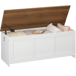 HOOBRO Storage Bench, 39.3" Retro Wooden Storage Chest, Wooden Storage Trunk, Toy Chest with Lift Top, Multifunctional Entryway Organizer, for Entryway, Living Room, White and Walnut WH141CW01