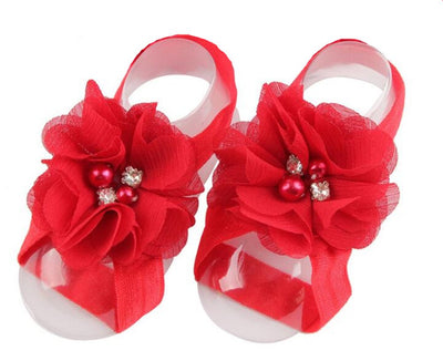 Toptim Baby Girl's Barefoot Sandals Flower for Newborn Toddlers (0-3T) (10 Colors)