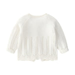 Knitted Baby Girls Cardigan Sweater Toddler Knit Crochet Button Closure Cardigan Top Outwear White