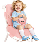 Toddler Booster Seat for Kitchen Chair, 2-in-1 Dining Table Booster Seat with Backrest & Adjustable Straps – Easy-Clean, PU Portable Toddler Eating Travel Increasing Cushion - Dark Grey