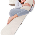 INSEN Pregnancy Pillows, L Shaped Full Body Maternity Pillow with Removable Cover, 57 Inch Pregnancy Pillows for Sleeping, Blue Jersey Cotton