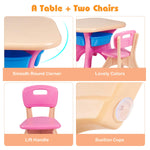 Costzon Kids Table and Chairs, 3 PCS Activity Desk Set w/ 4 Detachable Storage Bins for Indoor Outdoor Play Art Crafts Picnic Patio, Lightweight Toddler Table and Chair Set (Pink & Blue)