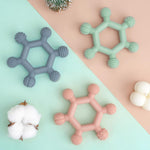 Meartchy 3 Pack Baby Teething Toys, BPA-Free Silicone Baby Teether Toys Teething Relief, Chew Toy for Babies 6-24 Months (Green & Blue & Pale Pink)