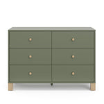 Storkcraft California 6-Drawer Double Dresser (Olive with Driftwood) - GREENGUARD Gold Certified, Interlocking Drawer System, Dresser Drawer Organizer for Kids Bedroom