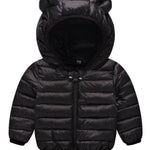 Achiyi Winter Coats Puffer Padded Jacket for Toddler Boys Girls Kids Light Outwear Cute Bear Ears with Hoods Clothing Black 80, 6-12 Months