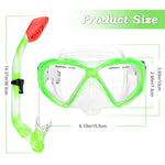 Kids Snorkel Set Dry Top Snorkeling Gear for Kids Youth Boys Girls Junior Age 5-15,Tempered Glass Swimming Diving Mask and Snorkel Set 180 Degree Panoramic View (Green)