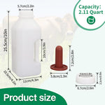 Calf Bottle with a Replacement Screw-on Nipple 2.11quart Lamb Milk Feeding Bottle for Lamb foal