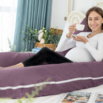 Meiz Pregnancy Pillow, Cooling Silky Pregnancy Pillows for Sleeping, 65" Maternity Pillow for Tall Pregnant Woman with Cooling Silk Jersey Cover, Purple