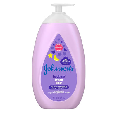 Johnson's bedtime lotion bottle on a white background