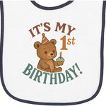inktastic Cute Teddy Bear 1st Birthday Celebration Baby Terry Cloth Bib