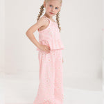 Toddler Clothes 2t 3t Girl Summer Clothes Kids Cute Pink Halter Crop Ruffle Tops High Waist Long Flower Pants Toddler Girl Summer Outfits Clothing Set