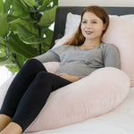 INSEN Pregnancy Pillow,Maternity Body Pillow with Velvet Cover,C Shaped Body Pillow for Sleeping (Cozy Velvet-Pink)