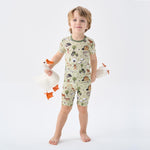 pureborn Toddler Viscose from Bamboo Pajamas Set Pjs - Little Boy Short Sleeve Snug Fit Soft Sleepwear 2pcs Farm 3T
