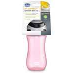 Chicco My Tumbler Toddler Sippy Cup for 2+ Years, 12oz Spill-Proof when Closed Water Bottle with Free-Flow Spout, Flip-Up Carry Handle, Easy Grip, BPA Free, Pink