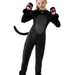 Spooktacular Creations Girls Cat Costume, Black Cat Plush Costume, Child Outfit Set with Tail Headband Gloves for Kids Halloween Role Play Themed Parties, M