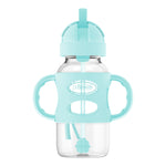 Dr. Brown's Wide-Neck Sippy Straw Bottle with Handles, Green, 9oz/270ml, 1-Pack