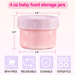 Caperci 6-Pack Glass Baby Food Storage Containers - 4 oz freezer safe Baby Food Storage jars with Lids, small glass baby puree containers,Baby Bullet Jars, Microwave & Dishwasher Safe, BPA Free