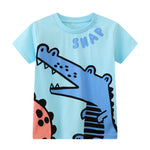 Baby Boys' Tees Shirts Short Sleeve Cotton Tiger Dinosaur Graphic Crewneck Top Clothes 3PC Sets 2T
