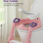 Potty Training Seat, Toddler Potty Training Toilet, Upgrade 2 In 1 Toddler Toilet Seat with Steps Stool Splash Guard and Anti-Slip Pad Soft Cushion, Potty Seats for Toddlers Baby Kids (Pink)