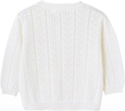 Simplee kids Baby Girl Thin Sweater Solid White Pink Cardigans for Toddler 0-3Years